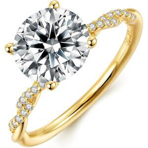 Moissanite Round Cut 1CT Ring 14K Gold Vermeil 925 Silver Size 7 NWT